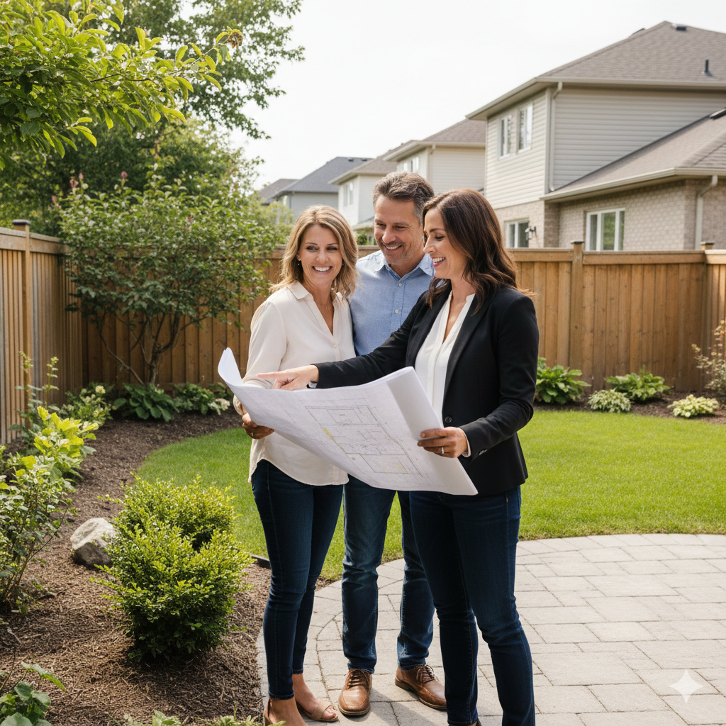 Professional landscaping work in progress